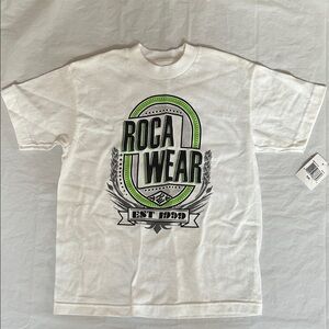 Rocawear White Tee with Green and Black Graphic